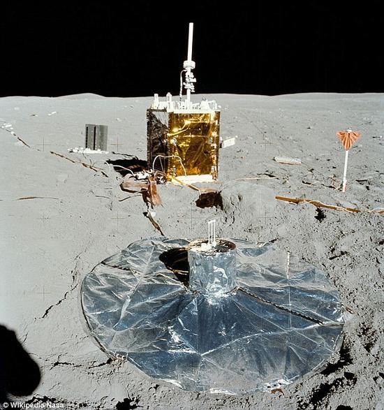 阿波罗月面实验装置(ALSEP)由一系列科研仪器组成，宇航员在阿波罗11号之后的5次月球登陆任务中，都会将这些仪器放置在登陆地点。上图显示的是阿波罗16号的实验装置。ALSEP包括了多种地质学仪器，能在每次登陆地点的环境进行持续的探测，时间至少一年。虽然设计寿命只有一年(阿波罗17号的是两年)，但这些仪器最终工作了长达8年的时间。这些实验最终在1977年9月30日由任务控制中心永久关闭。